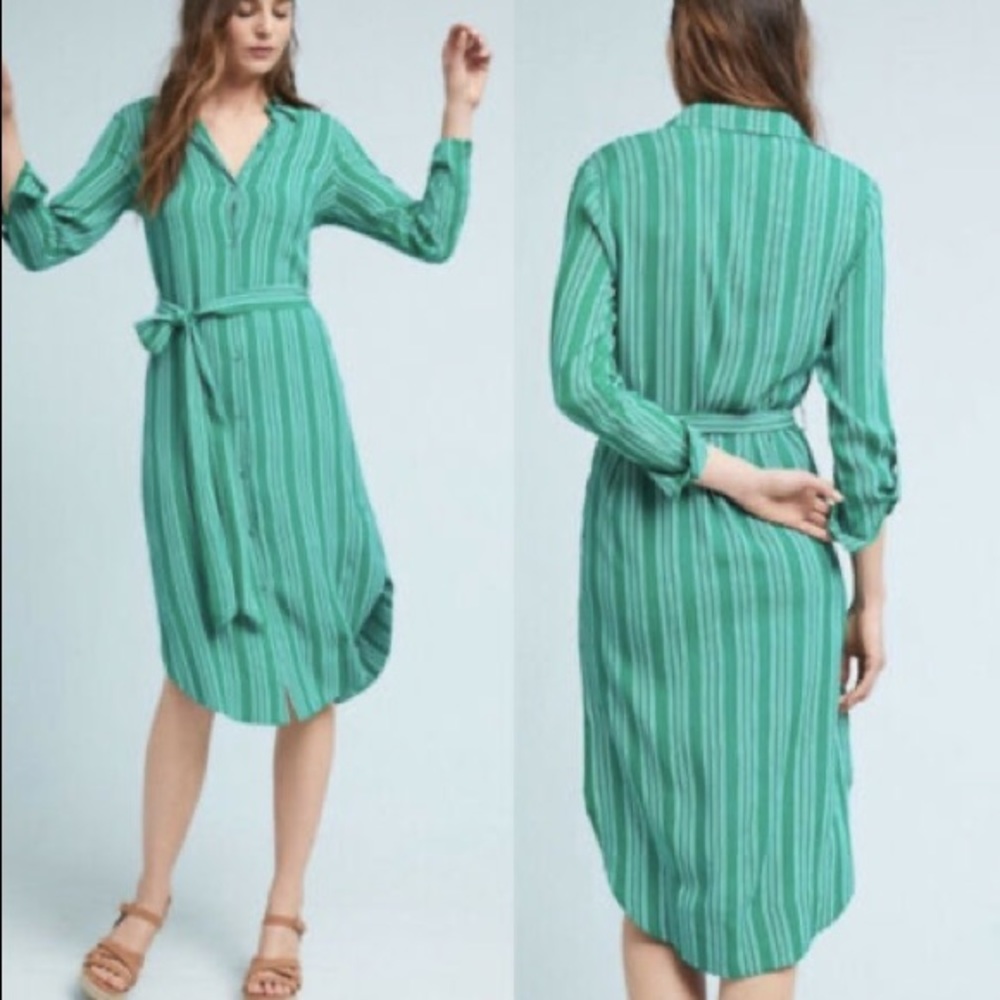 Maeve Stripe Green Midi Dress